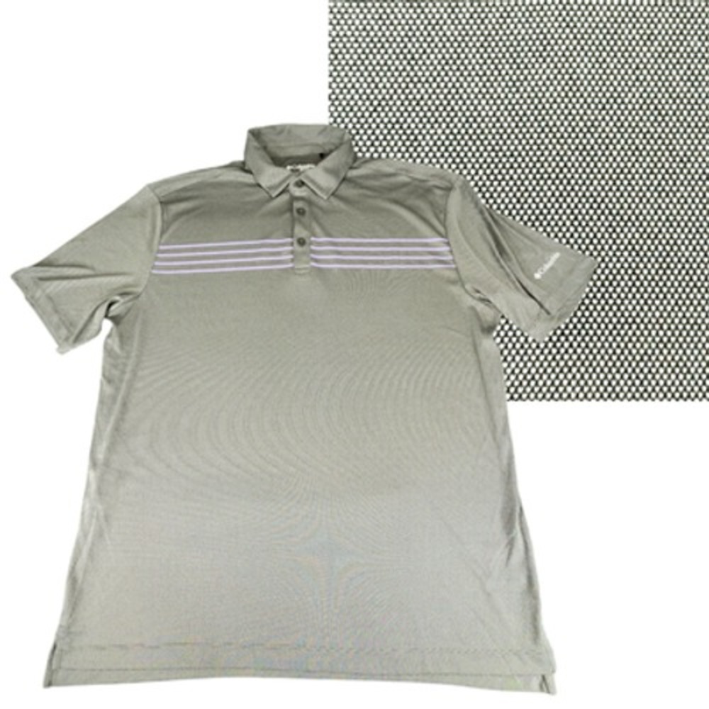 Columbia Golf Polo Shirt XL Men‎ Omniwick Rise N Shine Gray Purple Stripes 50x31